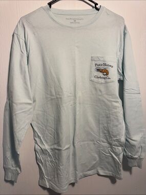 Pimp Shrimp 🦐 Men's Light Blue Long Sleeve Pocket Tee